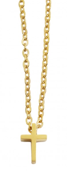 Akzent Edelstahl Halskette mit Kreuz-Anhänger, Länge: 43+5cm