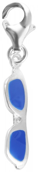Akzent 925 Sterling Silber Charm, Motiv Sonnenbrille, hellblau, Maße 3 mm x 10 mm