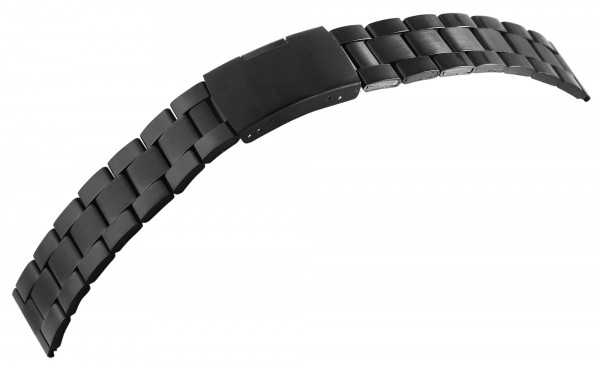 Edelstahl-Uhrenarmband, schwarz, 18 mm - 24 mm