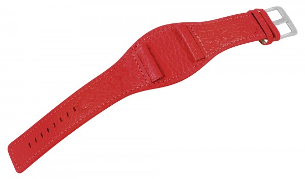 Just Echtleder-Uhrenarmband mit Unterlage, rot, 26 mm