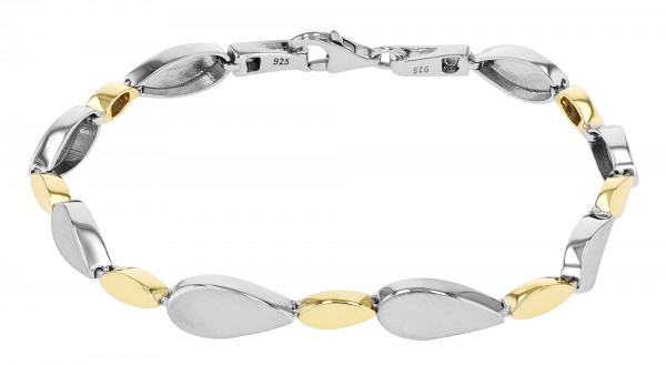 925/- Echt Silber Armband "Eni", mattiert/poliert, bicolor, 925/rhodiniert