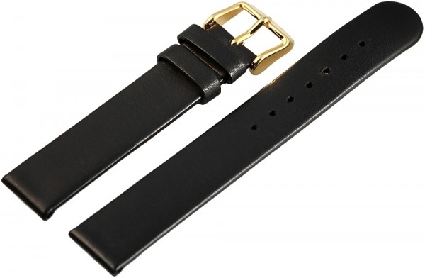Basic Echtleder Armband in schwarz, glatt, flach, 14 - 20 mm