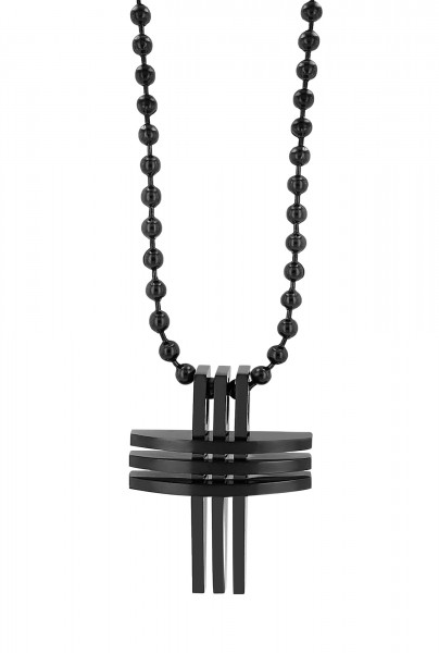 Akzent Kugelkette mit Kreuzanhänger, Edelstahl, 61 cm