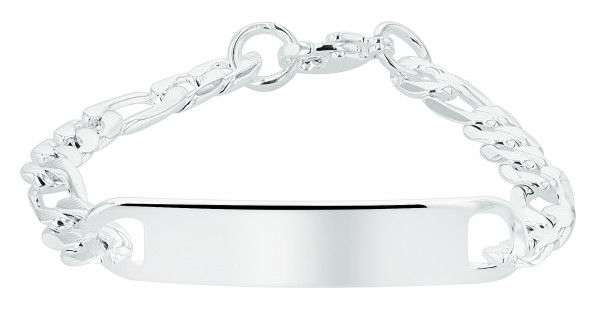 Akzent Figaroarmband mit Gravurplatte, Edelstahl, 18 cm