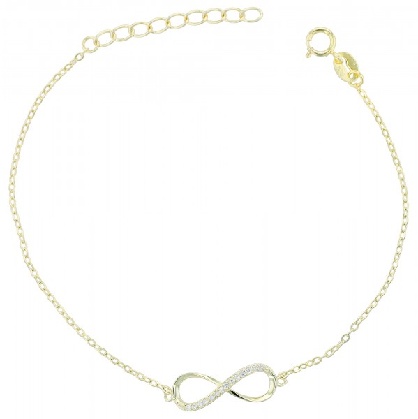 "Florica" 925er Echt Silber Armband 17 + 3 cm, Infinity , Zirkoniabesatz