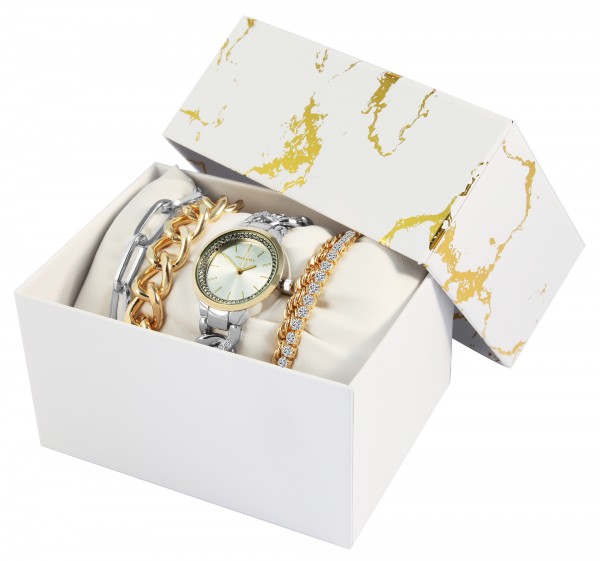 Excellanc Damengeschenkset mit Armbanduhr und vier Armbändern
