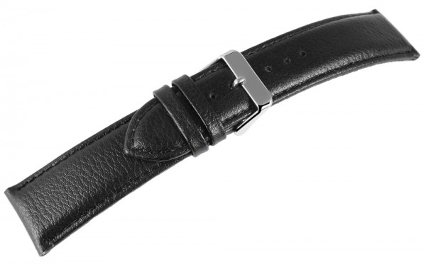 Echtleder-Uhrenarmband, schwarz, 12 mm - 24 mm
