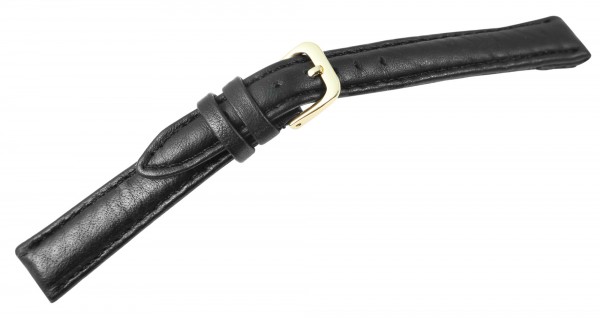 Basic PU-Leder Armband in schwarz, glatt, gepolstert, 12 mm