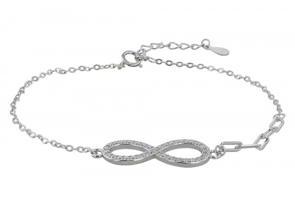 925/- Echt Silber Infinity-Armband "Juliette", rhodiniert, 17+3 cm