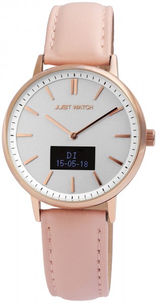 Just Watch Damen Hybrid Smartwatch Echtlederband