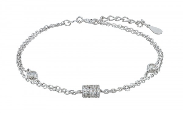 925/- Echt Silber Armband "Valar", zweireihig & rhodiniert, 17+3 cm