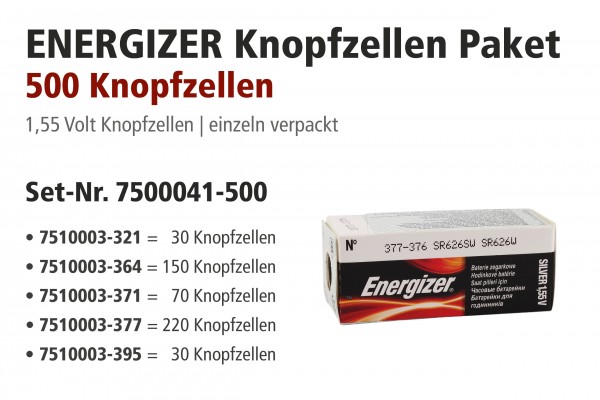 Energizer Aktionspakete, 321, 364, 371, 377, 395 sortiert