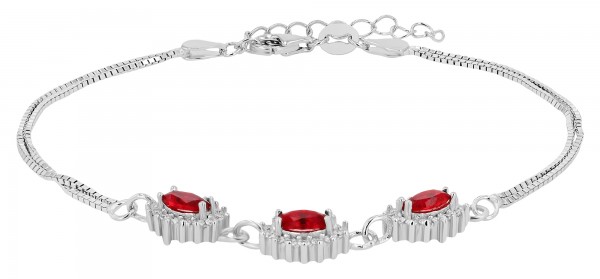 925/- Echt Silber Armband "Astara" mit farbigem Besatz, rhodiniert, 17+3cm