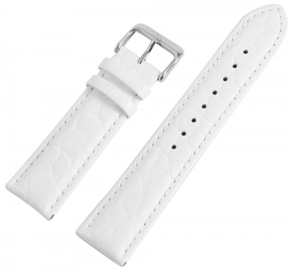 Carucci Echtleder-Uhrenarmband, weiß, 22 mm
