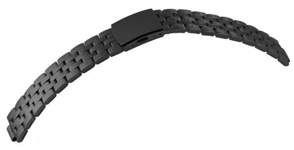 Edelstahl-Uhrenarmband mit Faltschließe, schwarz, 12 - 24 mm