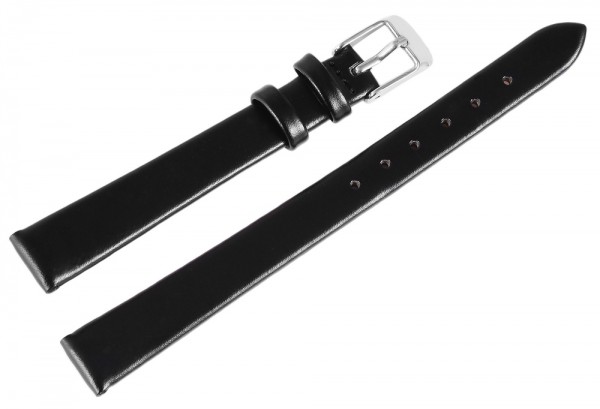 Basic Echtleder Armband in schwarz glatt flach, 12 mm
