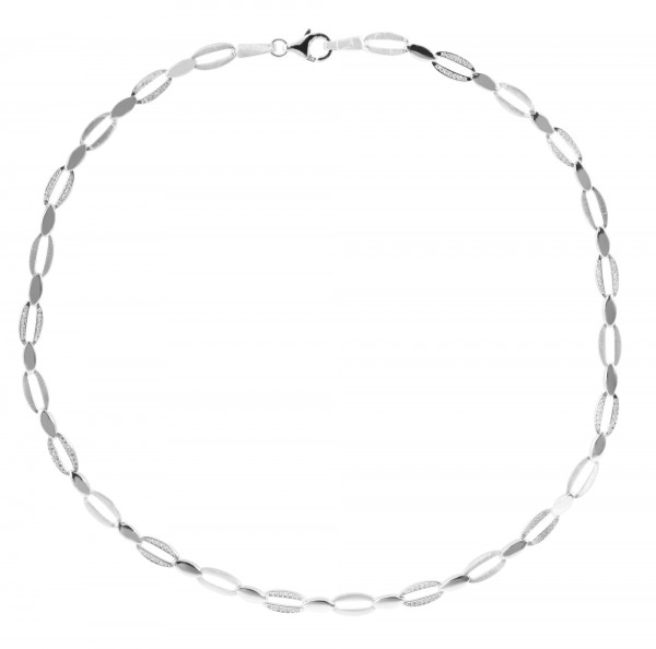 925/- Echt Silber Halskette "Lita", matt/poliert, 925/rhodiniert, Breite 6mm, Stärke 1mm