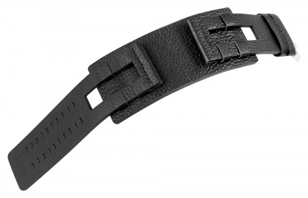 Just Echtleder-Uhrenarmband mit Unterlage, schwarz, 32 mm
