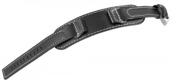 Just Echtleder-Uhrenarmband mit Unterlage, schwarz, 16 mm