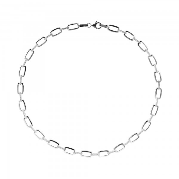 925/- Echt Silber Halskette "Almina", Zirkoniabesatz, 925/rhodiniert, Breite 7mm, Stärke 2mm
