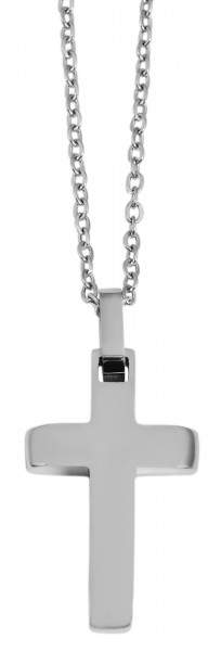 Akzent Halskette mit Kreuzanhänger, Edelstahl, 45+5 cm