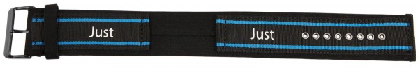Just Textil Unterlegband in schwarz/blau, 24 mm Anstoß, Edelstahldornschließe