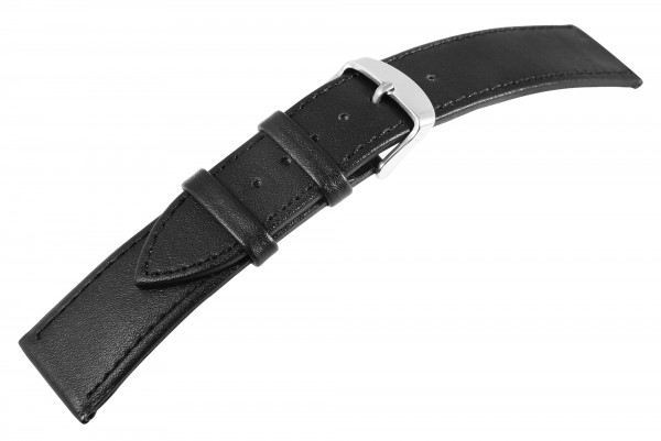 Echtleder-Uhrenarmband, schwarz, 10 mm - 26 mm