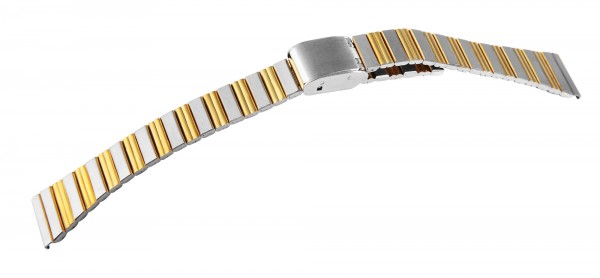 Edelstahl-Uhrenarmband, silber- und goldfarben, Hakenverschluss, 14 mm