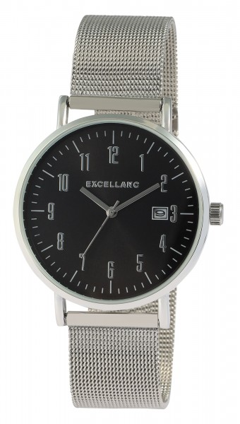 Excellanc Herrenuhr mit Edelstahl Meshband,