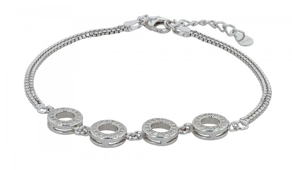 925/- Echt Silber Armband "Loreli", rhodiniert, 17+3 cm