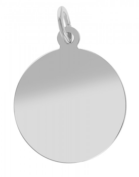 925/- Echt Silber Münzanhänger "Mazza", gravurfähig, poliert, rhodiniert, Ø 20 mm