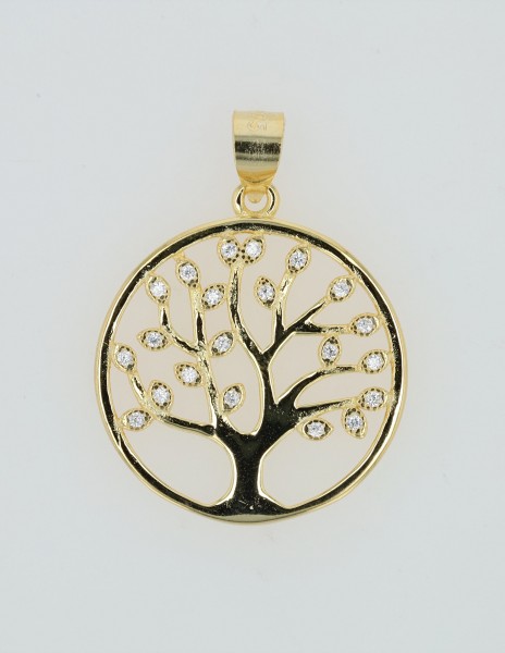925/- Echt Silber Lebensbaum-Anhänger "Nerys", vergoldet oder rhodiniert