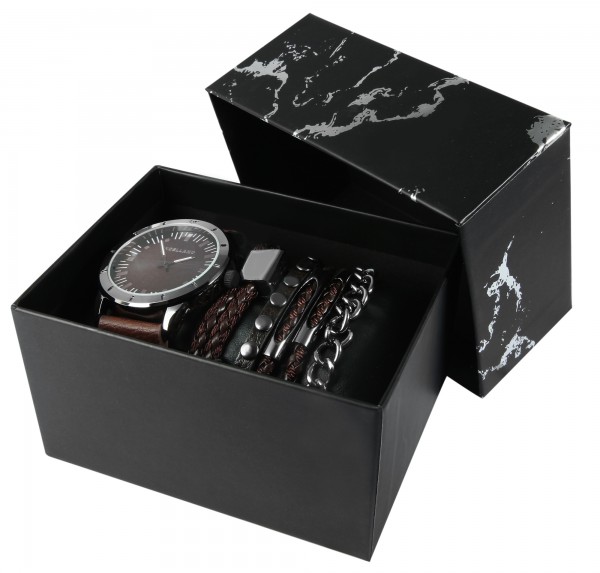 Excellanc Geschenkset mit Herren Armbanduhr und fünf Armbändern