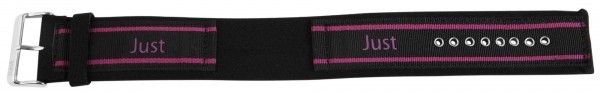 Just Textil Unterlegband in schwarz/pink, 24 mm Anstoß, Edelstahldornschließe