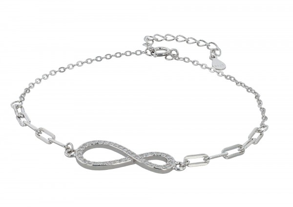 925/- Echt Silber Armband "Nova", Infinity, rhodiniert, 17+3 cm
