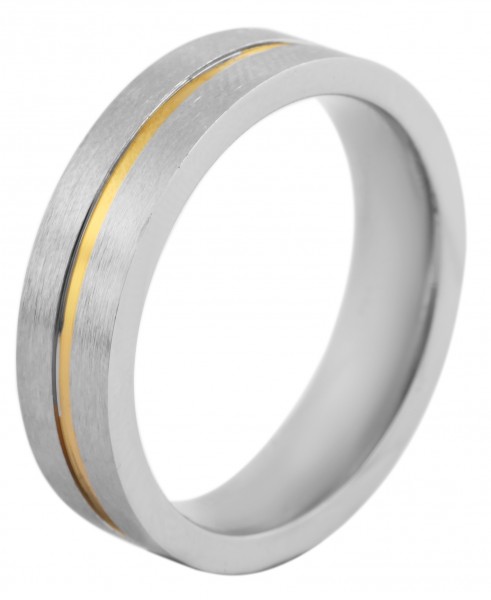 Akzent Unisex-Ring aus Edelstahl, silber- /goldfarben