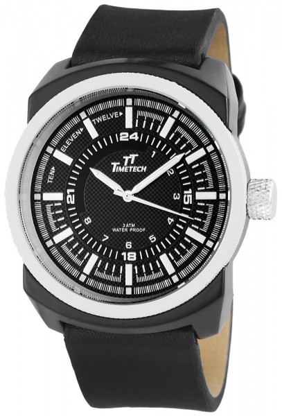 TimeTech Herrenuhr mit Lederimitationsarmband