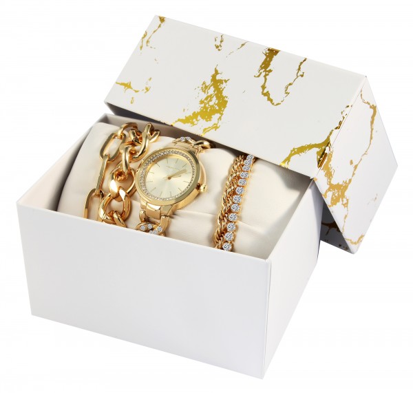 Excellanc Damengeschenkset mit Armbanduhr und vier Armbändern