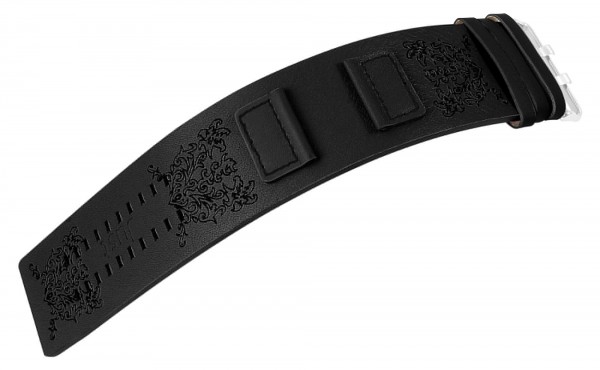 Just Echtleder-Uhrenarmband mit Unterlage, schwarz, 26 mm