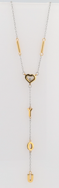 Akzent Halskette aus Edelstahl "Love You", bicolor, 55 cm
