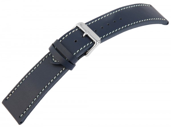 Carucci Echtleder-Uhrenarmband, dunkelblau, 24 mm