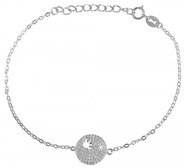 925/- Echt Silber Armband "Glorina" mit Anhänger und weissen Zirkonia Steinen rhodiniert