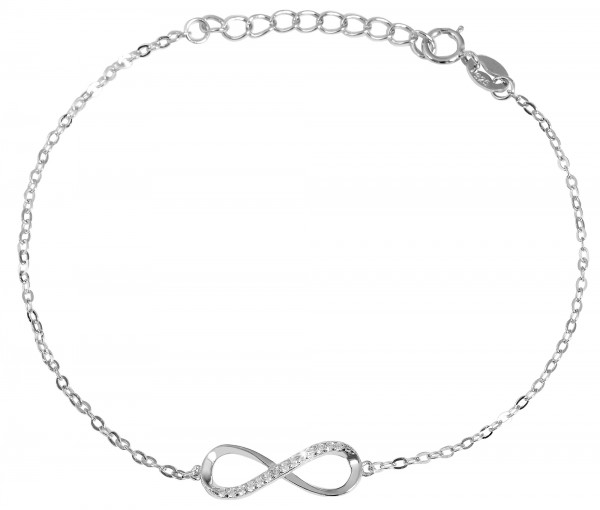 "Florica" 925er Echt Silber Armband 17 + 3 cm, Infinity , Zirkoniabesatz