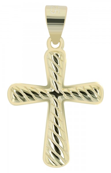 925er Echt Silber Kreuzanhänger "Tyrian" mit Muster, vergoldet oder rhodiniert