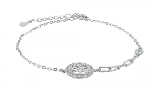 925/- Echt Silber Lebensbaum-Armband "Ashby", rhodiniert, 17+3 cm