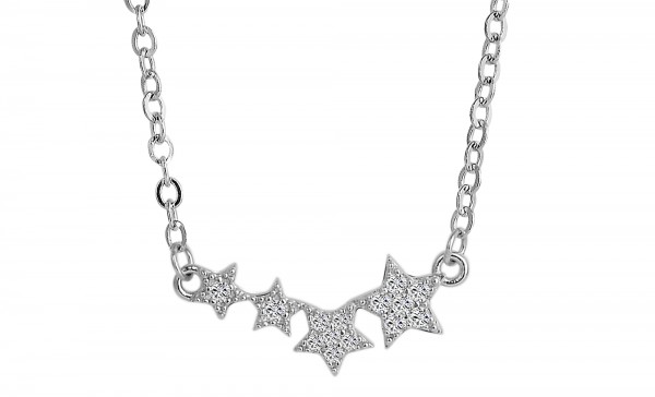 925/- Echt Silber Halskette mit Sternmotiven "Helena", 925/rhodiniert
