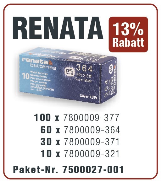 Renata Aktionspaket Knopfzellen mit 321er, 364er, 371er, 377er