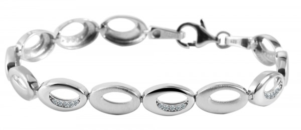 925/- Echt Silber Armband "Ammy", Zirkoniabesatz, 925/rhodiniert