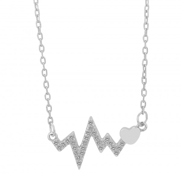 925/- Echt Silber Heartbeat-Halskette "Lucia", 42+5 cm
