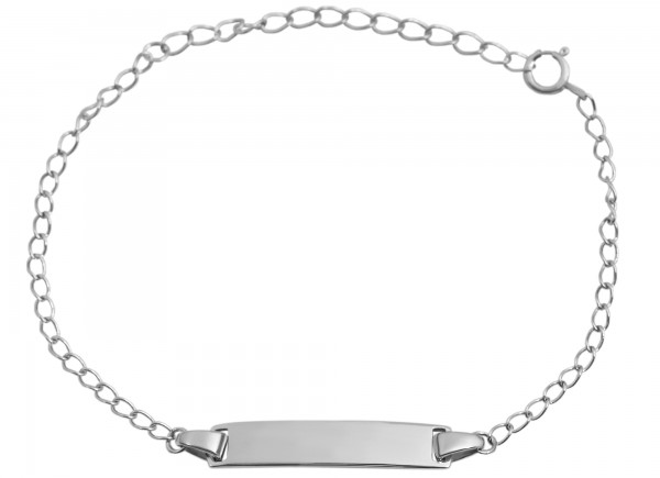 925/- Echt Silber Armband "Biserka" mit gravurfähiger Identplatte, 925/ rhodiniert, 13+4 cm
